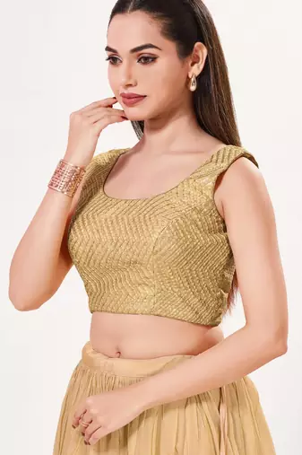women's silk blend  padded back open sleeveless saree blouse