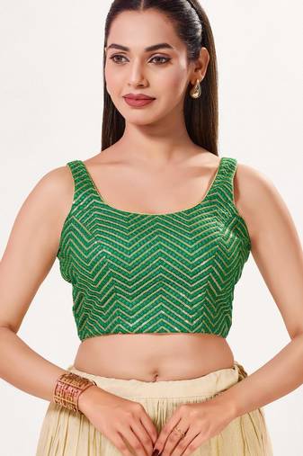 women's silk blend  padded back open sleeveless saree blouse