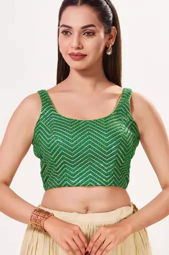 women's silk blend  padded back open sleeveless saree blouse