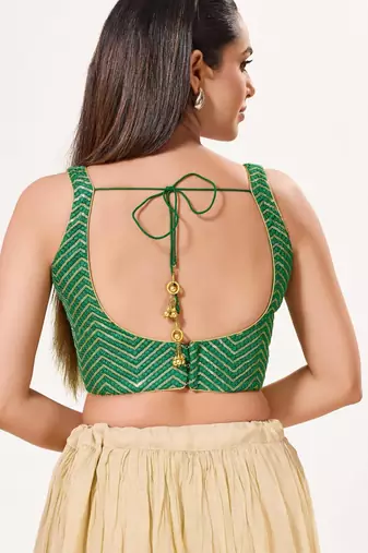 women's silk blend  padded back open sleeveless saree blouse