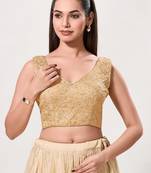 women's embroidery padded back-open sleeveless saree blouse