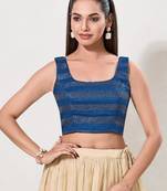 women's brocade padded back open sleeveless saree blouse
