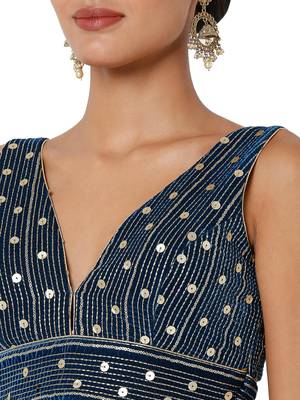 women's velvet padded back open short-sleeves saree blouse 4