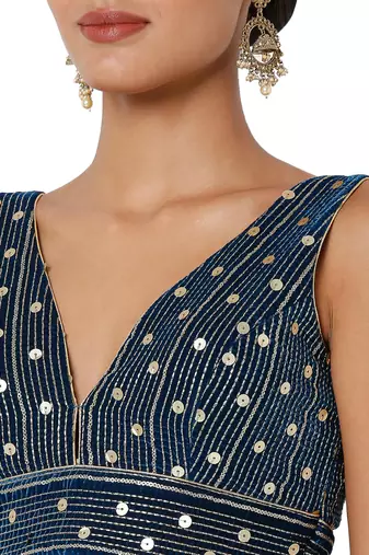 women's velvet padded back open short-sleeves saree blouse