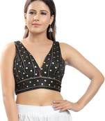 women's velvet padded back open short-sleeves saree blouse