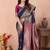 navy blue banarasi zari work lichi silk blend traditional saree with blouse