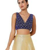 women's velvet padded back open short-sleeves saree blouse