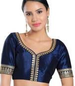 women's mulbury silk blend  padded back open elbow-sleeves saree blouse