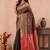 brown banarasi zari work lichi silk blend traditional saree with blouse