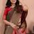 brown banarasi zari work lichi silk blend traditional saree with blouse