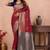 maroon banarasi zari work lichi silk blend traditional saree with blouse