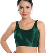 women's dupion silk blend  padded back open sleeveless saree blouse