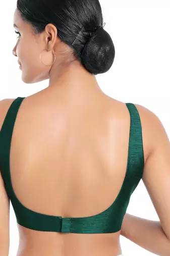women's dupion silk blend  padded back open sleeveless saree blouse