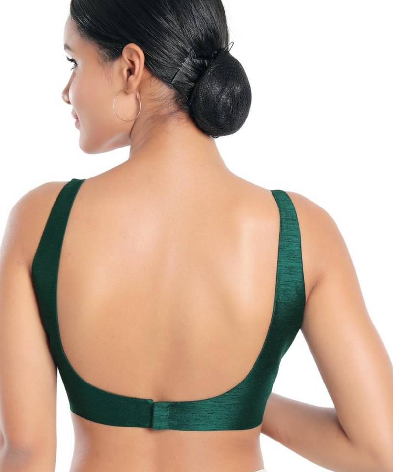 women's dupion silk blend  padded back open sleeveless saree blouse