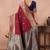 maroon banarasi zari work lichi silk blend traditional saree with blouse
