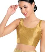 women's dupion silk blend  padded back open sleeveless saree blouse