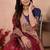 maroon banarasi zari work lichi silk blend traditional saree with blouse