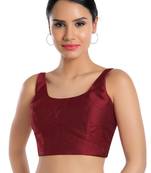 women's dupion silk blend  padded back open sleeveless saree blouse