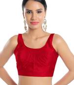women's dupion silk blend  padded back open sleeveless saree blouse