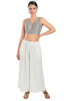 women's jain silk blend  padded back open sleeveless saree blouse 3