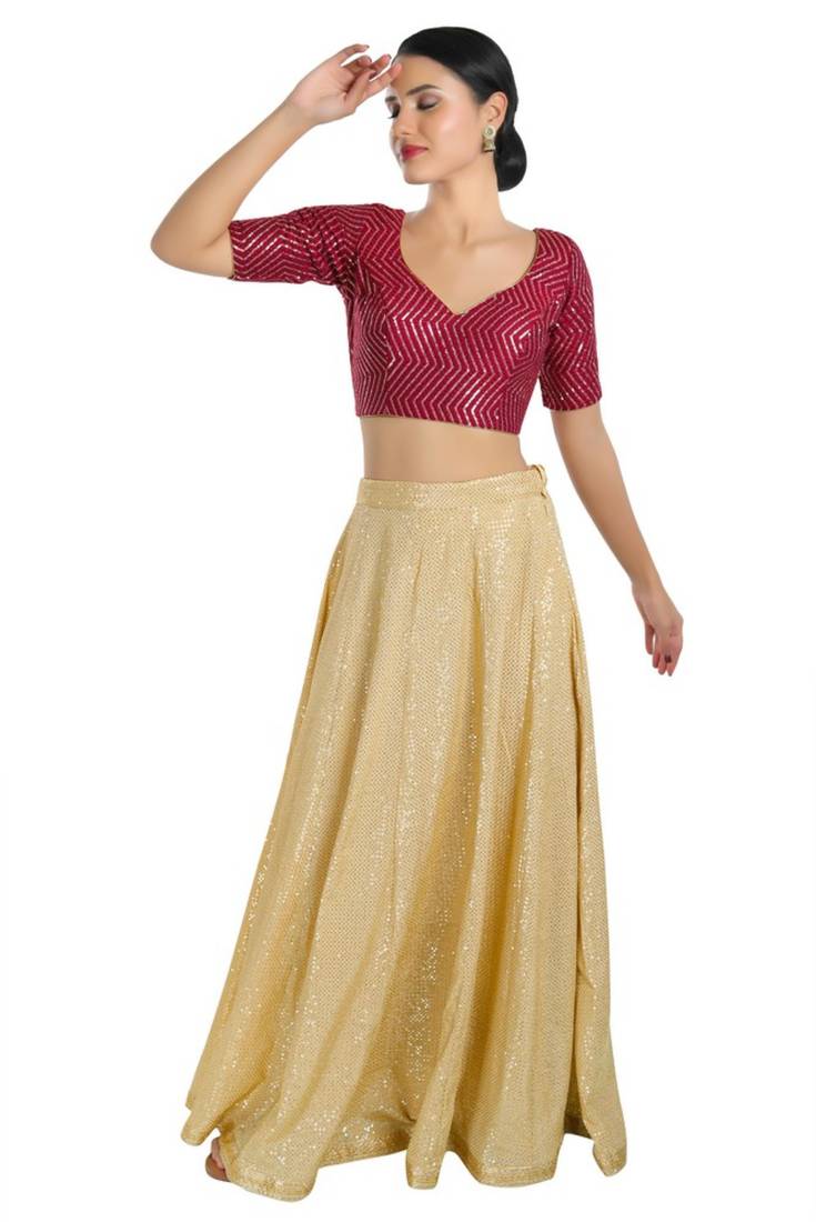 women's silk blend  padded back open elbow-sleeves saree blouse