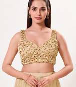 women's satin silk blend  padded back open sleeveless saree blouse