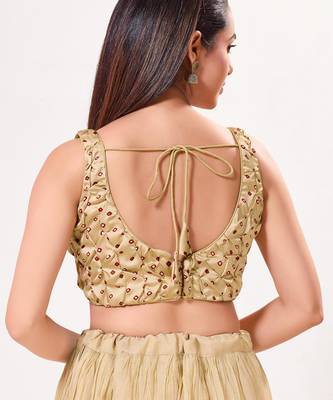 women's satin silk blend  padded back open sleeveless saree blouse 2