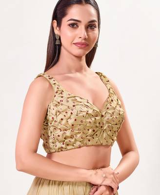 women's satin silk blend  padded back open sleeveless saree blouse 3
