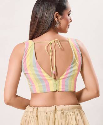 women's cotton padded back open sleeveless saree blouse 2
