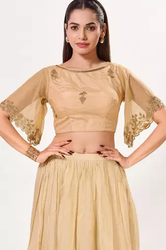 women's net padded back-open half-sleeves saree blouse