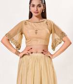 women's net padded back-open half-sleeves saree blouse