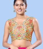 women's computer-work padded back-open elbow-length-sleeves saree blouse