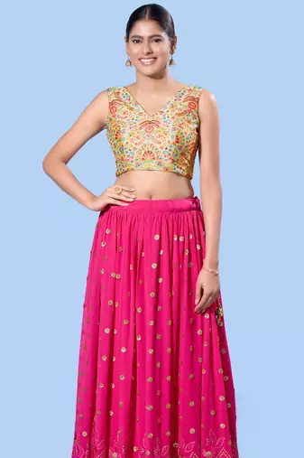 women's computer-work padded back-open elbow-length-sleeves saree blouse