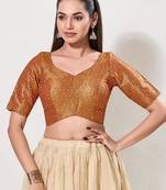 women's tissue padded back open elbow-sleeves saree blouse