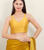 women's mulbury silk blend  padded back open sleeveless saree blouse