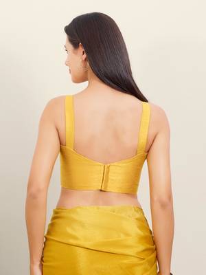 women's mulbury silk blend  padded back open sleeveless saree blouse 2