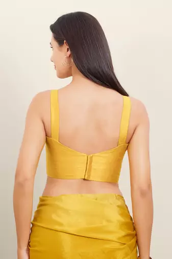 women's mulbury silk blend  padded back open sleeveless saree blouse
