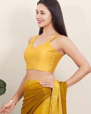 women's mulbury silk blend  padded back open sleeveless saree blouse 3