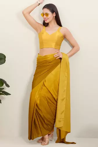 women's mulbury silk blend  padded back open sleeveless saree blouse