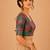 women's brocade padded back open elbow-sleeves saree blouse