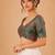 women's brocade padded back open elbow-sleeves saree blouse