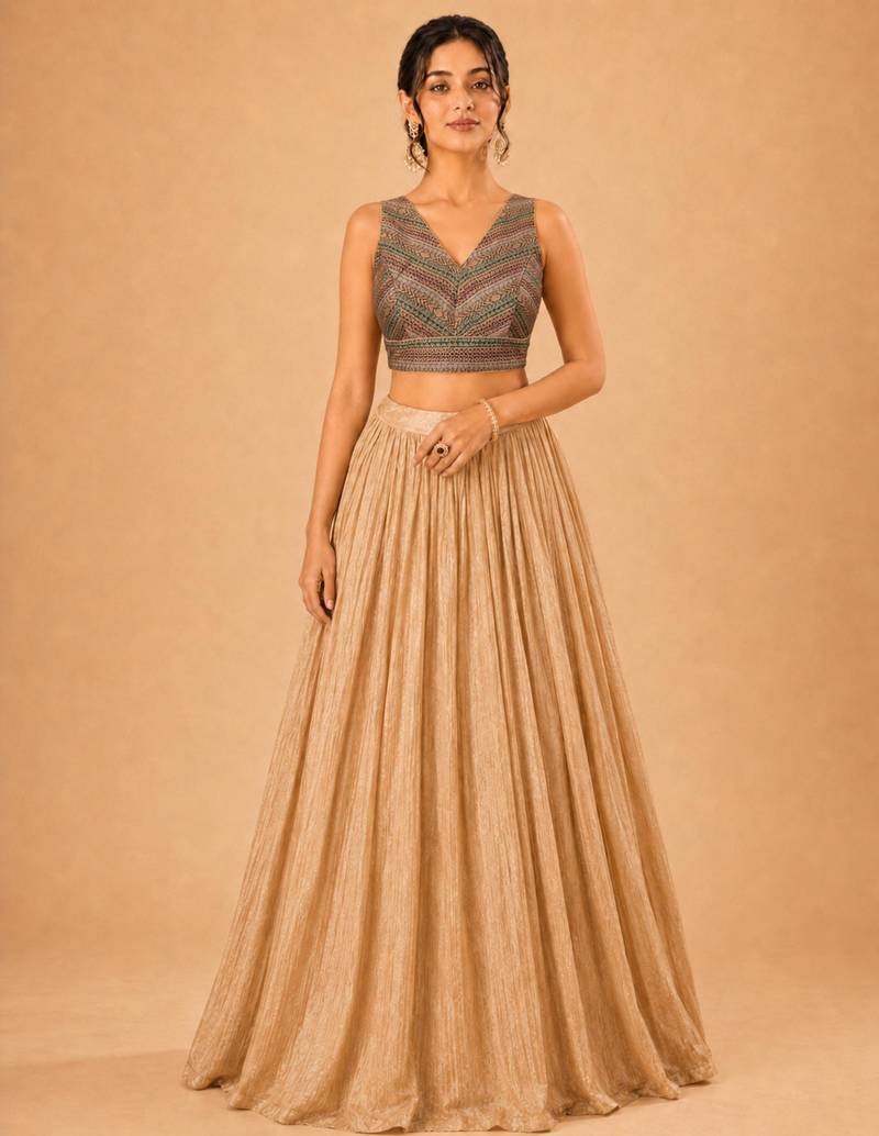 women's brocade padded back open sleeveless saree blouse