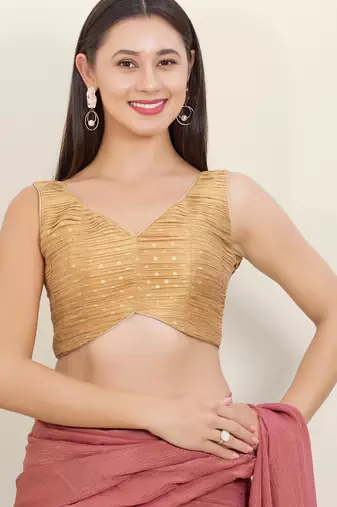 women's tissue padded back open sleeveless saree blouse