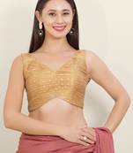 women's tissue padded back open sleeveless saree blouse