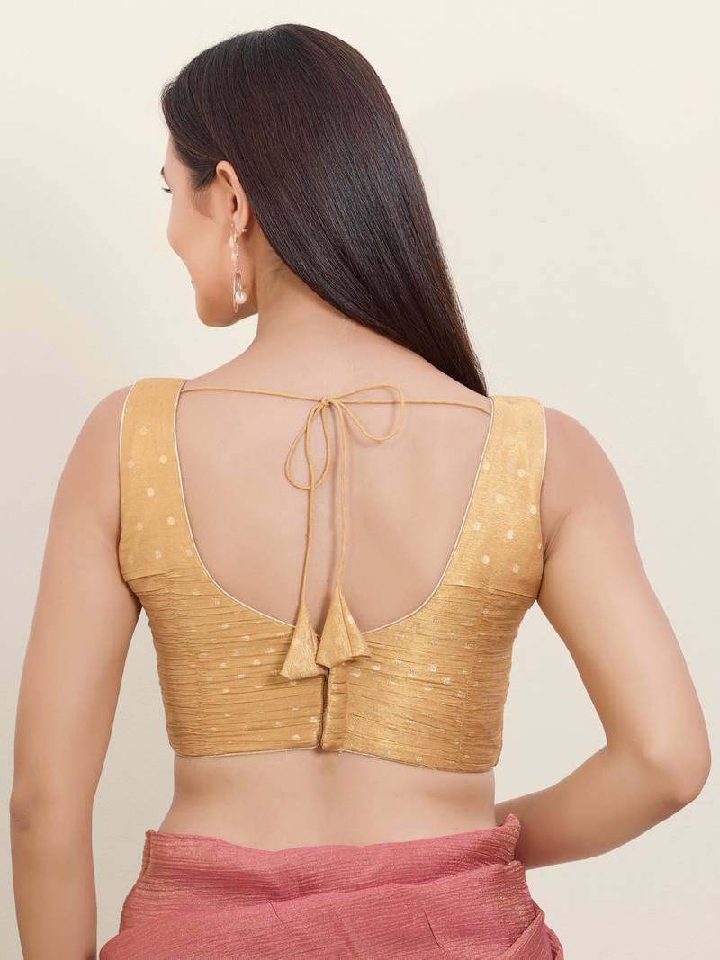 women's tissue padded back open sleeveless saree blouse