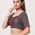 women's brocade padded back open elbow-sleeves saree blouse