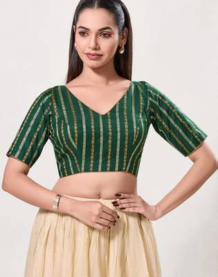 women's cotton padded back open elbow-sleeves saree blouse 1
