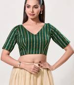 women's cotton padded back open elbow-sleeves saree blouse
