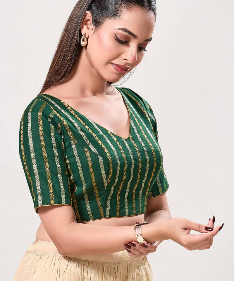 women's cotton padded back open elbow-sleeves saree blouse
