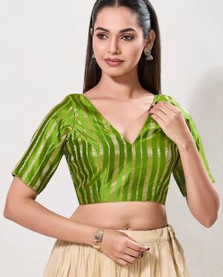 women's cotton padded back open elbow-sleeves saree blouse 1